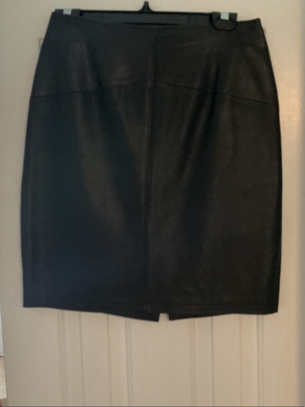 Vintage Moods by Krizia Black 100% Leather Pencil Skirt Size 8